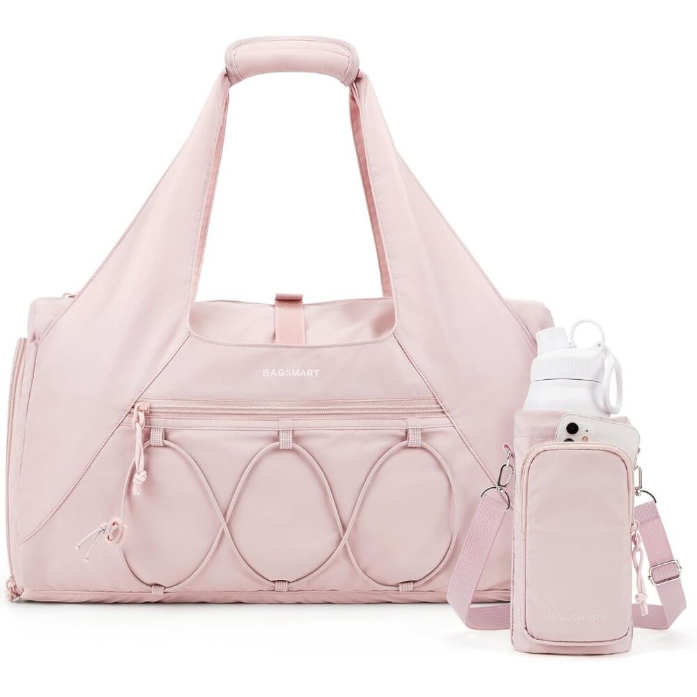 Women Pink Lightweight Duffel Bag with Shoe Compartment with Wet Pocket Tote Bag